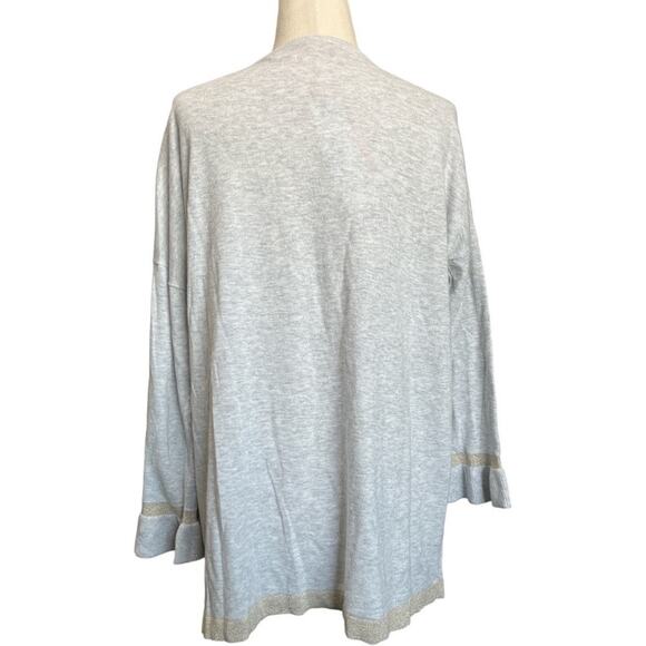 NWT Lilly Pulitzer Charla Sweater Heathered Seaside Grey Gold Metallic Ruffle S - Picture 4 of 14